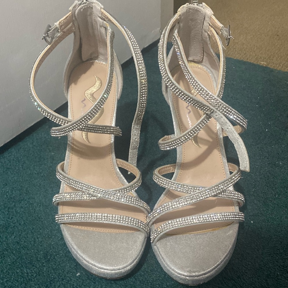Silver block heels